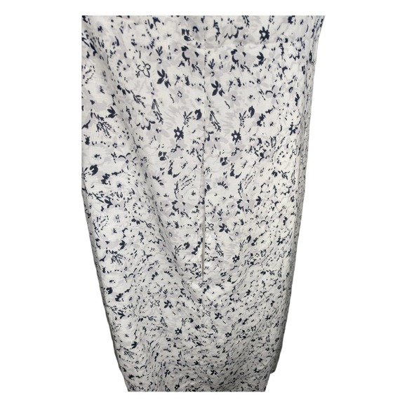 Gap White Grey Black Floral Linen Bib Front Button Down Dress w Pockets 16 Tall - Picture 5 of 9